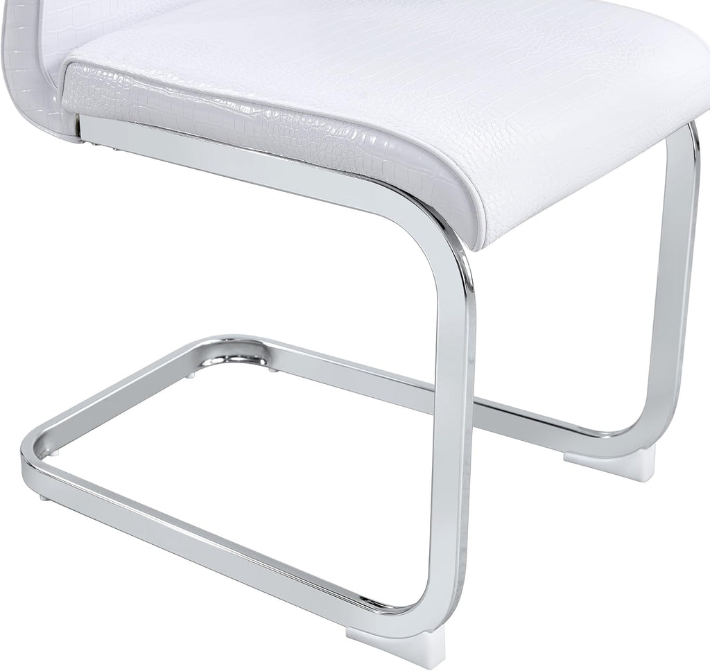 gopop Dining Chairs Set of 4｜Modern Kitchen Chair Set｜Faux Leather Cushion｜High Strength Metal Legs｜Ergonomic Backrest｜Perfect for Dining Room or Kitchen