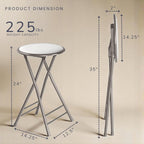 Lavish Home Folding Stool with Padded Backless Seat Set of 2, White, 24” | Counter Height Bar Stools with 225lb Capacity, Portable Indoor & Outdoor, Extra Seat for Kitchen, Rec Room or Camping