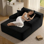 ODUWA 65" Oversized Chaise Lounge Chair Indoor, Cloud Couch Chair with Wide Armrest 3 Pillows, Comfy Cozy Sofa Bed Couches for Living Room No Assembly Require, Black