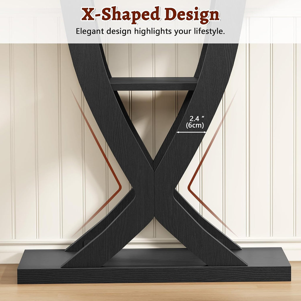 FAVOOSTY Entryway Table, 3 Tier Hallway Table, Console Tables for Living Room, Narrow Entrance Table with Storage, Sofa Table Behind Counch, Accent Table for Entry Foyer, Black