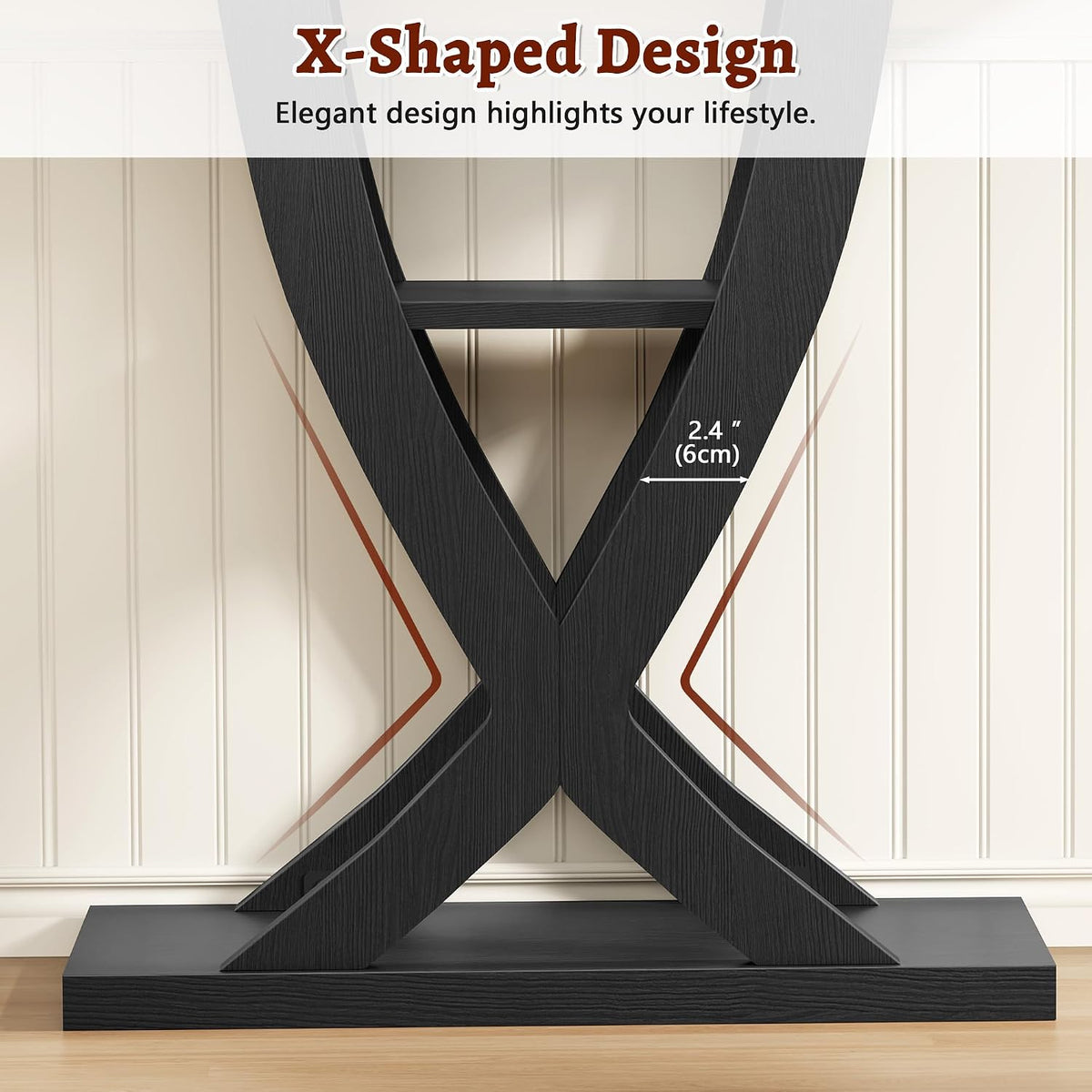 FAVOOSTY Entryway Table, 3 Tier Hallway Table, Console Tables for Living Room, Narrow Entrance Table with Storage, Sofa Table Behind Counch, Accent Table for Entry Foyer, Black