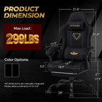 GTPLAYER Video Gaming Chair Fabric, Ergonomic Computer Chair with Footrest and Pocket Spring Cushion, Height Adjustable Video Gamer Chair with Lumbar Support for Adults, Black