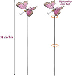 Juegoal 34 Inch Butterfly Garden Stakes Decor, Dragonfly Hummingbird Stakes, Glow in Dark Metal Yard Art for Mom, Mothers Day Ideal Gifts, Indoor Outdoor Lawn Pathway Patio Ornaments, Set of 3
