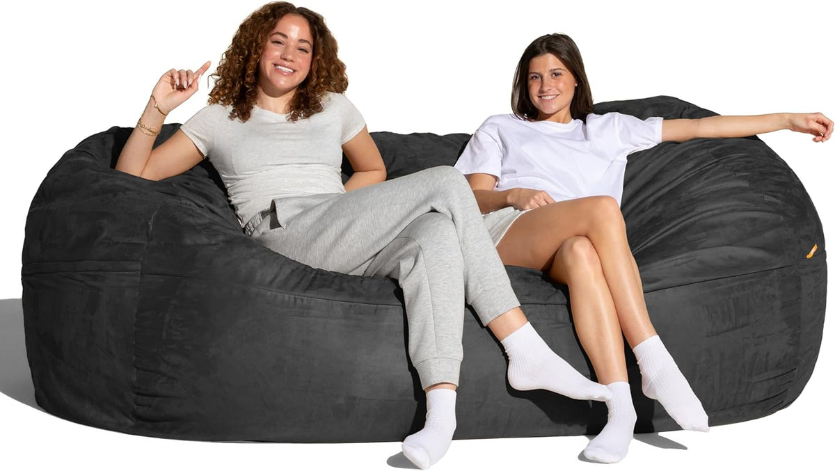 Jaxx 7 Foot Giant Bean Bag Sofa, Black