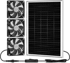 New 5.5" Solar Fan 3 Kit, 35W Solar Powered Exhaust and Intake Greenhouse Fan Outdoor Waterproof, 16.5ft Cord, Strong Airflow, for Chicken Coop Shed Pet House Air Circulation and Ventilation