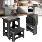 2 Stool Portable Footstool Multifunctional Collapsible, Anti-Slip | 300LB Capacity Collapsible RV Step Stool, Portable Multifunctional Foot Stool for RV, Home, Kitchen, Bedroom & Bathroom