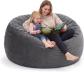 Kromax Bean Bag Chair with Filling Included, Large 4FT Comfy Bean Bag Chairs for Adults, Teens, Memory Foam, Machine Washable Thick Dutch Velvet Cover, for Living Room, Den, or Bedroom, Dark Grey