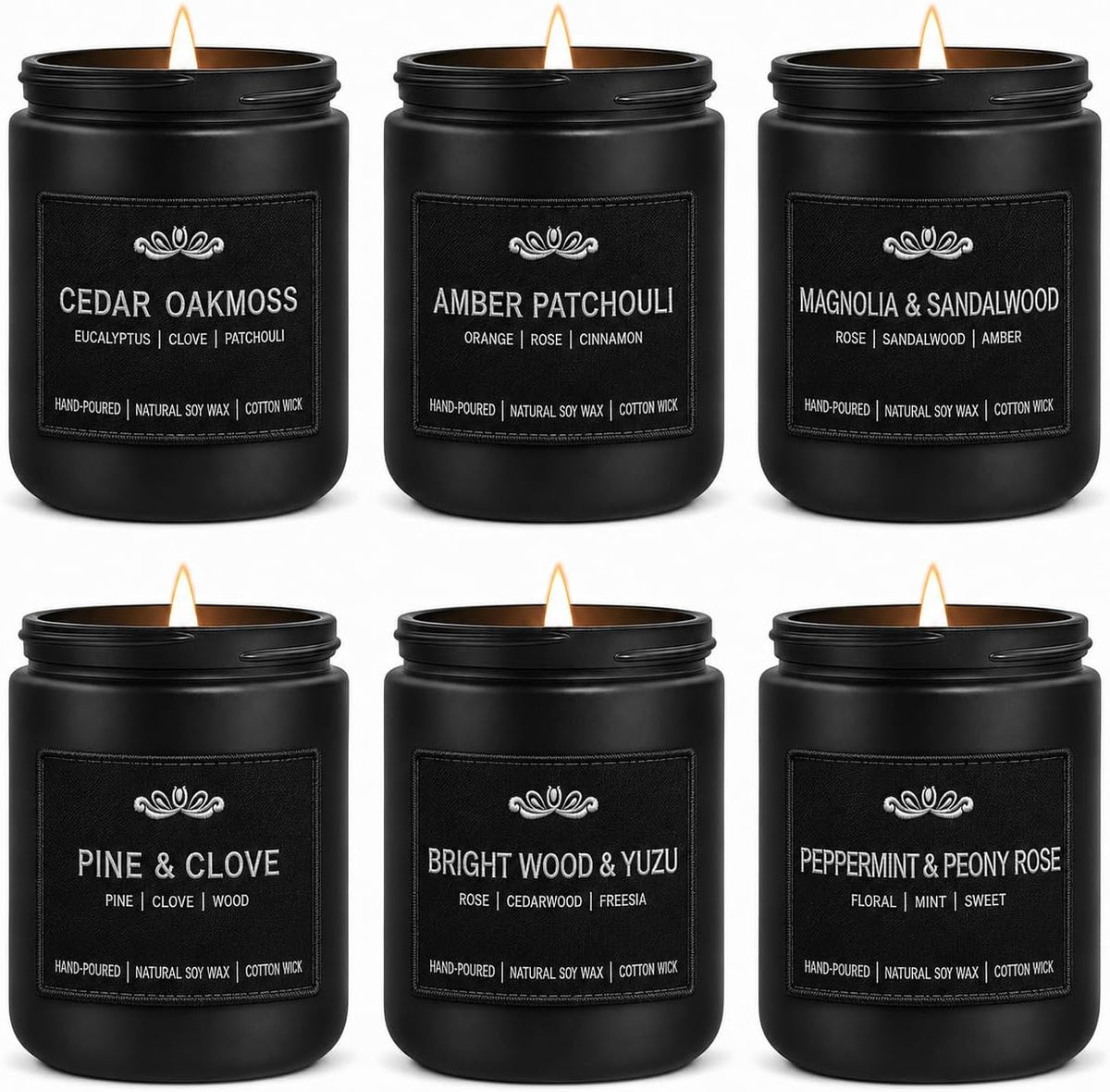 6 Pack Candles for Home Scented Aromatherapy Candles Gifts Set for Men, Men Candle Set, 42 oz 300 Hour Long Lasting Candles, Gifts for Mens Birthday Fathers Day Anniversary Present