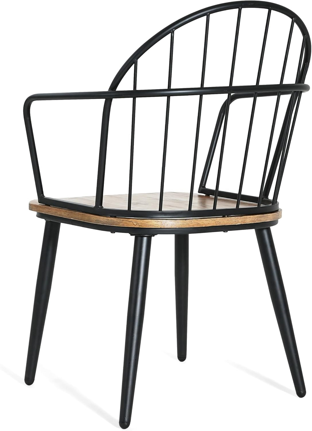 Christopher Knight Home Drats Dining Chairs Set of 2, Accent Dining Chair, Birch Finish Seating Kitchen Chair, Bucket Backrest Metal Frame Armchair, Industrial Dining Chair for Dining Room, Natural