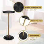 COVLON Drink Table, Small Pedestal Side Table with Wooden Carved Top for Living Room, Bedroom, Small Space, Gold and Black