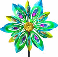 53 Inch Wind Spinner - Outdoor Metal Peacock Wind Sculptures for Garden, Patio, Yard, Lawn Decorations Double Windmill Spinner
