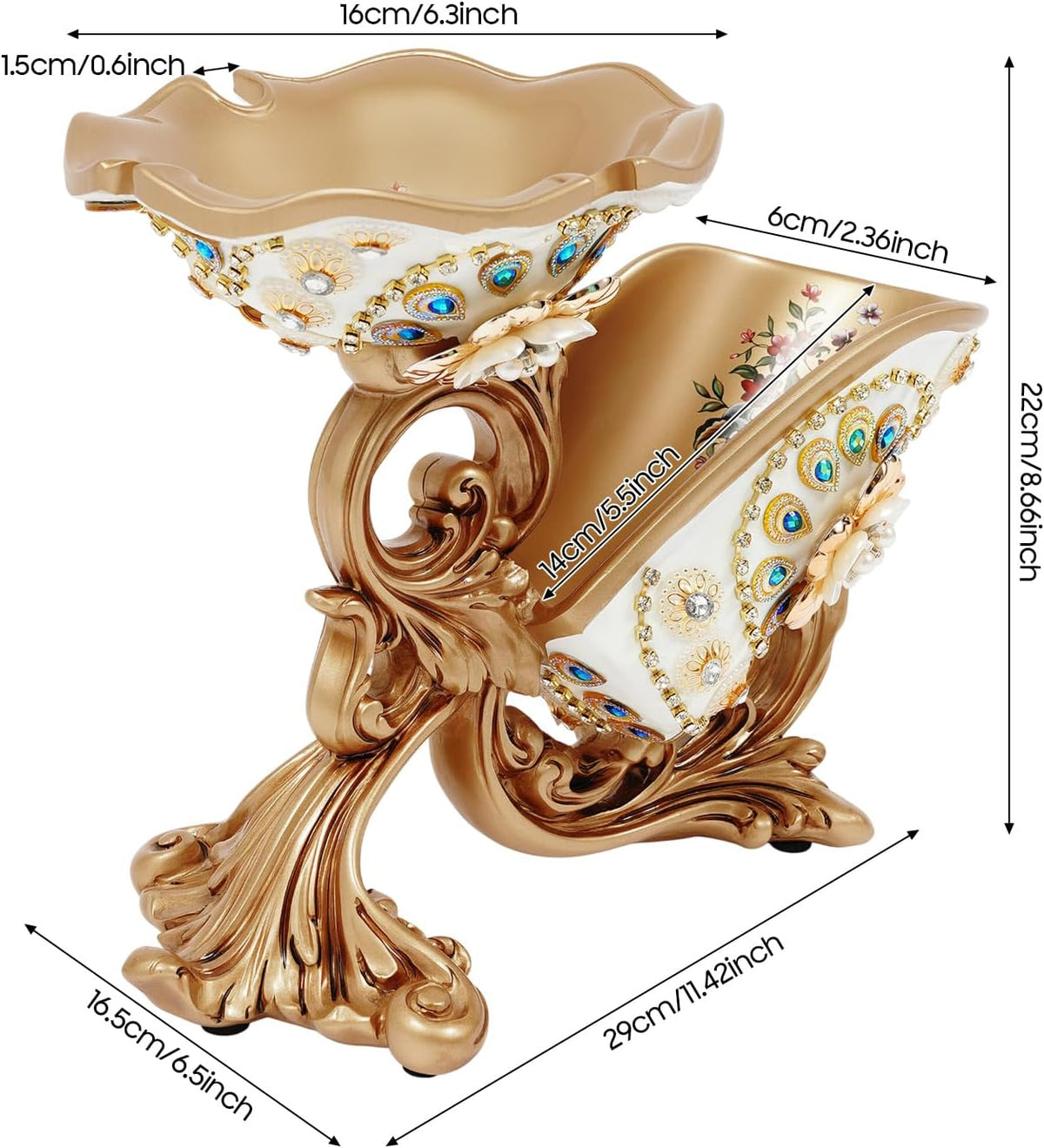 Tabletop Golden Luxury Cameo Wine Rack, Countertop Acrylic & Resin Bottle Display Holder with 3 Glass Notches, Elegant Flower Diamond Wine Decor for Kitchen Bar Gifts, Holds 1 Bottle and 3 Glasses