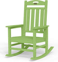 Rocking Chairs Outdoor, Oversized Patio Rocking Chair, All Weather Resistant HDPE, Heavy Duty Porch Rocker Chair with High Back Wide Arm Rest, LemonGreen