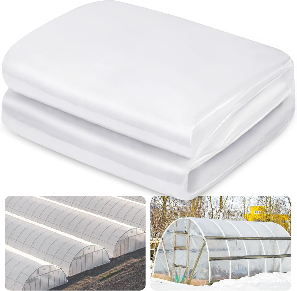 6 Mil Clear Greenhouse Plastic Sheeting,Transparent Plastic Film for Greenhouse, Resistant Polyethylene Film for Farm,Garden (9.8ftx24.6ft)…