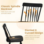 Giantex Black Windsor Dining Chairs Set of 4, Farmhouse Rubber Wood Kitchen Chairs with Turned Legs, Curved Spindle Back & Contoured Sat, Wooden Dining Room Chair for Living Room Restaurant