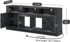 YITAHOME TV Stand with Curved Desktop for 75/80 Inch TVs, Black | Entertainment Center with LED Lights, Media Furniture TV Table with with Power Outlet, TV Consoles for Living Room