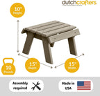 DutchCrafters Poly Outdoor Footstool - Amish Made Outdoor Furniture, Earth-Friendly, Recycled Plastic Patio & Balcony Furniture, Smooth & Durable, Stainless Steel Hardware, Easy Assembly (Gray)