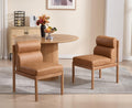 EALSON Dining Chairs Set of 2 Modern Upholstered Living Room Chairs Mid Century Comfy Leather Kitchen Chairs with Back Armless Solid Wood Dining Room Side Chairs for Kitchen/Restaurant/Cafe, Brown