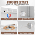 Metal Pantry Cabinet, Kitchen Pantry Storage Cabinets | with Doors and 4 Shelves, White Kitchen Pantry Cabinet for Home Office Living Room