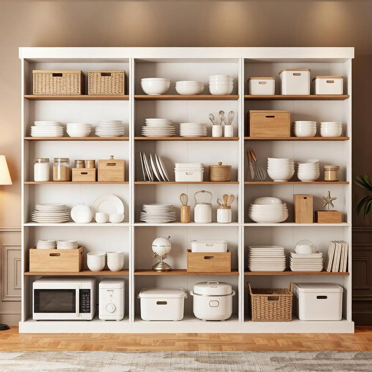 70.8" Tall Farmhouse Modular Kitchen Pantry Cabinet, Wooden Storage Hutch with Six-Tier Adjustable Shelves,White，3 pcs