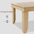 GarveeHome Farmhouse Dining Table for 4-6 People, 63 in Long Kitchen Tables with Wooden Sturdy Frame, 5 ft Large Rectangular Dinner Table for Dining Room, Kitchen, Natural, 63" Non-extendable