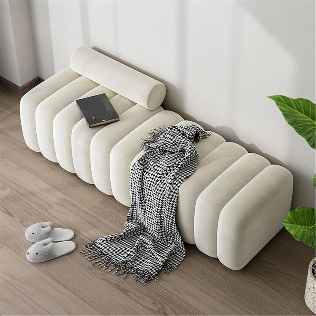 Modern Long Bench with Backrest for Changing Shoes Bedroom Bed end Walk-in Closet Rest Area Entryway(XXL)