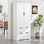 Hassyee 72" Modern Fluted Kitchen Pantry Cabinet with 2 Large Drawers & 8-Door Spice Rack, Freestanding Storage Organizer for Bathroom, Dining Room, Office, Entryway, White