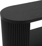 58.9" Modern Console Tables with 3 Tier Open Shelves, Storage Wood Entry Way Table Narrow Long Accent Table for Living Room, Hallway, Entrance, Foyer, with Ash Veneer & Fluted Side, Black