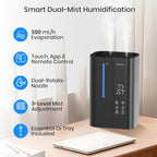 5L Cool Mist Humidifiers for Bedroom Large Room, Top Fill Ultrasonic Smart Air Humidifier for Baby & Plants with Essential Oil Diffuser, 50H Runtime 28 dB Quiet Baby Humidifier