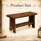 31.5" Solid Wood Entryway Bench, Farmhouse Rustic Storage Bench for Small Spaces, Narrow Indoor Bench Seat for Hallway, Living Room, Dining Room & Mudroom, Mortise-and-Tenon Base, Rustic Brown