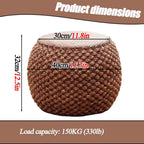Small Round Ottoman Footrest Stool with Cushion Boho Decorative Accent Seat for Living Room Entryway Footrest Pouf Hand Knitted(32cm/12.5in)