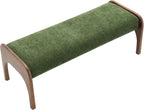 KEIKI 50.25" Upholstered Bed End Bench, Chenille Entryway Bench, Modern Dining Bench with Solid Rubber Wood Legs for Kitchen, Bedroom, Entryway (Green)
