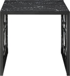 3-Piece Occasional Table Set with Marble-Print Glass Top | Includes 1 cocktail table and 2 end tables with fluted glass top