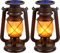 Solar Lantern Outdoor Hanging Solar Lights Dancing Flame Led Waterproof Camping Lamps, Landscape Decor for Table Patio Garden Yard Pathway Porch 2 Pack