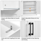 Topeakmart 72.5" H Freestanding 4-Door Kitchen Storage Cabinet,Black | Microwave Oven Stand Pantry Cabinet with S Hooks and Hutch,Freestanding Kitchen Shelves Spice Rack