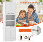 Giantex Kitchen Pantry Cabinet, 75” Tall Freestanding Cupboard with Doors & Shelves, Safety Hinges & Anti-Tipping Devices, Storage Sideboard for Dining Room, Living Room (White)