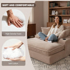 67" Oversized Chaise Lounge Chair Indoor, Soft Cloud Couch, Camel