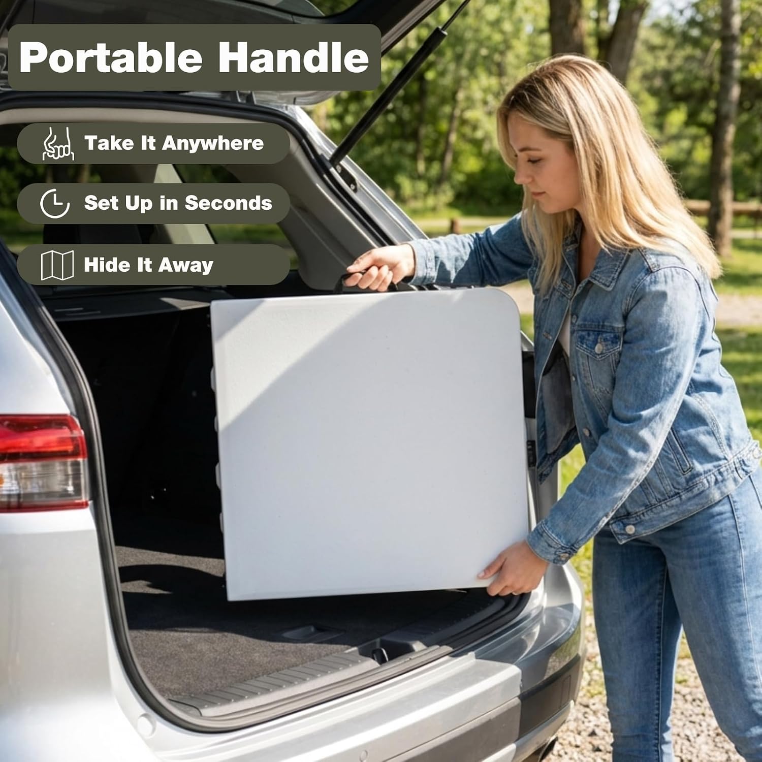 4ft Folding Table with Adjustable Height, 3-Level Foldable Table with HDPE Top & Steel Legs, Portable 4 Foot Folding Table for Picnic, Party, Craft, Indoor Outdoor Use, White