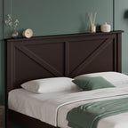 Yaheetech Queen Size Platform Wood Bed Frame, Farmhouse Headboard, Espresso