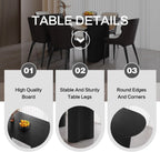Guyii 62.99" Dining Table Set with 4 Chairs, Modern Kitchen Table Set, Indoor Dining Table for Kitchen, Bar, Living Room, Breakfast Nook, Small Space, Black