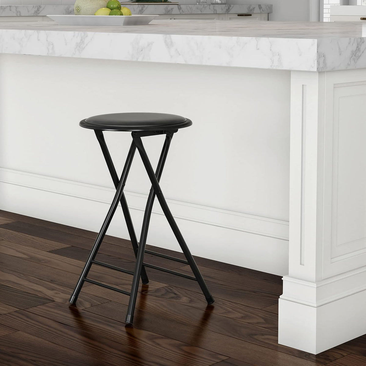 Folding Stool - Portable Backless 24-Inch Stool with 225lb Capacity, Single | Collapsible Counter Bar Stools, Compact Folding Chair, for Kitchen or Rec Room, Camping, Indoor and Outdoor by Lavish Home