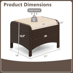 RELAX4LIFE Wicker Outdoor Ottomans for Patio - Set of 2 Rattan Footstools w/Removable Cushions, Multipurpose Outside Foot Rest, Side Table & Additional Seating for Porch Garden Backyard (Beige)