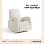 Storkcraft Santa Monica Power Recliner Swivel Glider (Ivory Boucle) – Effortless Electronic Power Recline, USB-A & USB-C Charger