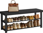 SONGMICS Shoe Rack Bench, 3-Tier Bamboo Shoe Storage Organizer, Entryway Bench, Holds Up to 286 lb, 11.3 x 42.9 x 17.8 Inches, for Entryway Bathroom Bedroom, Ink Black ULBS110B101