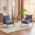 VINGLI Mid-Century Modern Cloud Accent Armchairs set of 2 with Lumbar Pillow, 6.3'' Thick Seat Cushion Reading Chairs with Wooden Armrests, Boho Lounge Chair for Bedroom,Living Room,Chenille,Gray Blue