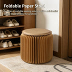 Paper Folding Stool, 12 Inch Kraft Paper Honeycomb Design Stool, 661 Lbs Load Capacity Modern Minimalist Round Seat with PU Cushion for Bedroom, Living Room, Office