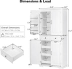 71" Tall Kitchen Pantry Cabinet with Storage, Cupboard for Kitchen