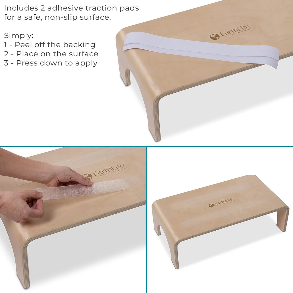 EARTHLITE Wooden Step Stool - Beautiful Finish, Large Surface, Strong & Stable Bed Step, Foot Stool, Massage Step-Up (4" or 7")