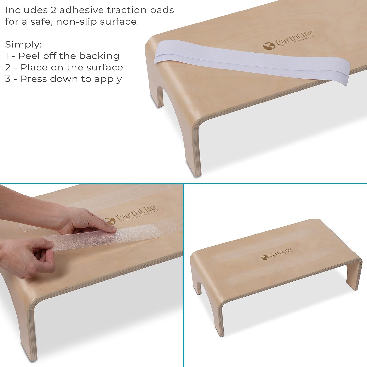 EARTHLITE Wooden Step Stool - Beautiful Finish, Large Surface, Strong & Stable Bed Step, Foot Stool, Massage Step-Up (4" or 7")