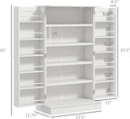 HOMCOM 41" Kitchen Pantry Storage Cabinet, Freestanding Kitchen Cabinet with 12 Door Shelves, Double Doors, 5-Tier Shelving and Adjustable Shelves, White